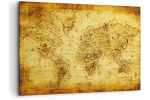 ARTTOR Lienzos decorativos 100x70cm Cuadro Sobre Lienzo Moderno Mapa Mundo Continentes Grande Dormitorio Cocina Cuadros Pared Imágenes Cuadros Decoracion Salon Wall Art Prints Decor Canvas AA100x70-0127