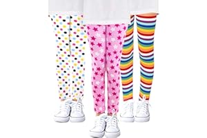 Auranso Girls Leggings 3 Pack Toddler Girl Floral Pattern Stretchy Leggings Kids Full Length Tights Pants 4-13 Years