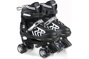 PIPIZHU Patins à roulettes réglables pour Enfants avec Roues Lumineux Rollers en Ligne Rollers Quad pour Filles Garçon Débutants Cadeau de Noël d'anniversaire