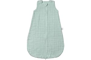 MAKIAN Saco Dormir Bebe Verano, Saco Muselina Bebe Transpirable 100% Algodón, Saco Bebe Dormir Entretiempo, Saco de Dormir Bebe sin Mangas, 70 cm - Menta