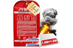 JVANTE Feuerlöschdecke Löschdecke für küche1,6x1,8m DIN EN 1869:2019 – Hochwertige Sicherheits-Fiberglas-Decke für Fettbrände, Auto, Küche, Schule, Kamin, Grill, Büro, Garage & Werkstatt