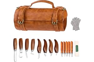 YEZMEK 17-teiliges Holzschnitzset mit Ledertasche, Schnitzmesser Set für Anfänger & Profis, Schnitz- und Schnitzmesser für Holz – Komplettes Holzschnitzwerkzeug für alle Erfahrungsstufen