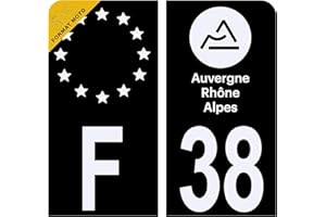HADEXIA Autocollant Sticker Plaque d'immatriculation Moto Département 38 Isère Noir Plaque Plexiglas