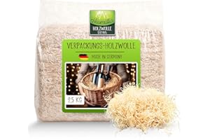Heumüller Holzwolle Verpackungs- & Deko-Holzwolle 2,5 kg | Aus handverlesenem & unbehandeltes Fichtenholz | Hohe Ergiebigkeit & ansprechende Optik | Ideal für Deko & Geschenkverpackungen