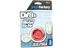 YOYO FACTORY YoyoFactory DV888 Metal Responsive Yo-Yo With Ball Bearing & Extra String - RED (beginner friendly, modern spinning yoyo, high speed steel bearing, spare string and tips included, full aluminum body)