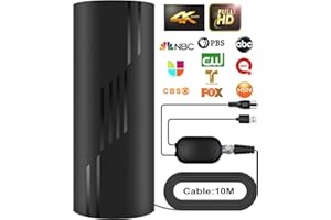 SAMEB Antena de TV de interior amplificada de gran alcance,Alcance 360° Recepción de señal digital HDTV Antenas,Soporte 4K 1080P Todos los televisores inteligentes antiguos,Cable coaxial de alta ganancia