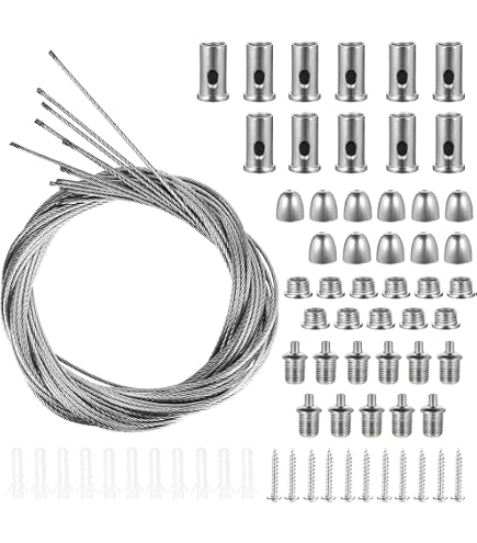 Kit 4 Câbles De Suspension Réglables 1 M – Acier Inoxydable, Charge Max 5 Kg Par Câble, Pour Lampes, Panneaux, Photos, Plafond
