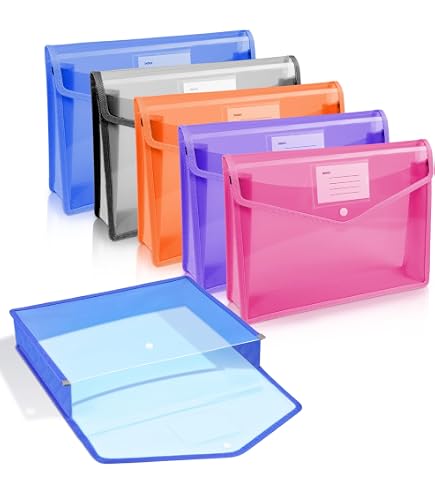 Lot De 5 Porte-documents Plastique A5 – Avec 20 Pochettes Chacun, Couleur Rose, Pour Ranger Papiers, Copies, Fichiers