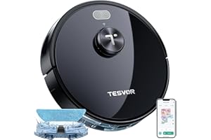Tesvor Aspiradora Robot S5MAX, Potencia de Succión de 6000Pa, Batería Ultra Larga de 5200mAh, Autonomía 260 Min, Navegación LiDAR Detección de Obstáculos, WiFi/App/Alexa, Ideal para Pelos de Mascotas