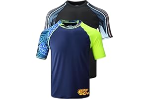 Liberty Imports 2-Pack Men's UV Short Sleeve Swim Shirts Loose Fit Rash Guards