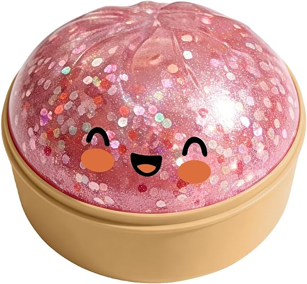 POP lina Dumpling Squishy Glittere, Squishie Dumpling Dampfgarer, 9 cm Antistressbälle Stressball-Squishy-Dumpling, Party Geburtstage Geschenke Dekoration (1 Stück Rosa) - 1