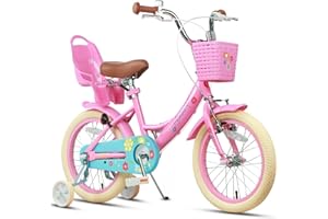 ‎GLERC Glerc Maggie Mädchen Fahrad 12 14 16 20 Zoll KinderFahrrad für 3-12 jährige Mädchen mit Puppenradsitz & Korb & Stützrädern