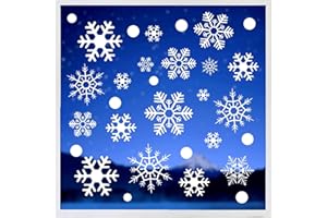 ALLURING 4 Fogli Vetrofanie Natalizie per Finestre, 114 Adesivi Finestra Natale Riutilizzabile, Adesivi Finestre Natale PVC, Sticker per Finestre Decorazione Babbo, Fiocchi di Neve, Renne, Campane