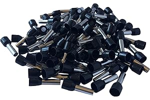 GTSE 100 pcs Black Single Entry 1.5mm² Bootlace Ferrule Connector Insulated Cord Pin End Terminals