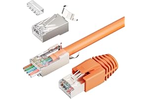 FGB 10Gbps Wtyczka RJ45 CAT 7 CAT 6A, zestaw 10 sztuk wtyczek sieciowych, przelotowa i ekranowana, złocony 50μ, wtyk Lan do kabla instalacyjnego AWG23 POE