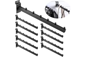 Yauhar 10Pcs 12 Inch 6 Ball Waterfall Slatwall Hooks, Metal Heavy Duty Slat Wall Hanging Hook Hanger Pegs Panel Accessories for Clothing Retail Garage Shop Display (Black)