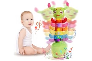 MUSUNFE Dancing Caterpillar Toys | Singing,Record & Repeating What You Say Baby Boy Toys, Colorful Glowing Plush Electric Speaking Cactus Baby Toys 15 Second Voice Recorder Baby Girl Toy (120 Songs