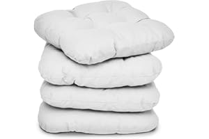 ‎BEAUTISSU Beautissu 4er Set Sitzkissen 40x40 cm Lisa Weiß - weiche Indoor & Outdoor Kissen mit 8cm Schaumstoff Füllung, widerstandsfähige & robuste Sitzpolster für Außenbereich Made in EU