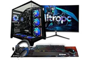 NitroPC - Pack Nitro Plus | PC Gaming Complet (Intel i9 12900K 16/24 5,2 GHz, RTX 5070 12 Go, RAM 32 Go, M.2 2 to, Windows 11, RGB | WiFi, Moniteur incurvé 27", Clavier, Souris, Casque) (Noir)