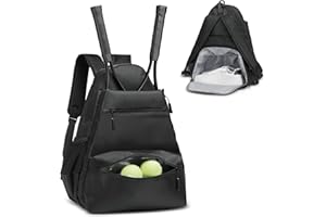 SUIKIHUM Tennis Backpack for Rackets, Waterproof Tennis Bag with Shoe Compartment, Wet/Dry Pocket, Fence Hook, for Tennis, Pickleball, Badminton