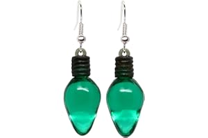 Bluebubble MERRY CHRISTMAS Green Fairy Light Dangle Earrings on Gift Card