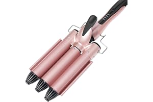Hovineumoo Ferro arricciacapelli a 3 barili, arricciacapelli professionale ondulato, ceramico riccio per capelli con regolazione della temperatura, riscaldamento istantaneo,ferro da stiro per tutte le