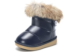 Gaatpot Bottes pour Bébé Fille Garçon Bottines de Neige Enfants Fourrée Chaussures d'Hiver Antidérapant Botte Chaude Doublé Souple PU Imperméable Boots 20-29