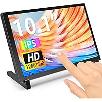 HAMTYSAN Raspberry Pi Touch Screen, 10.1 Zoll Bildschirm Monitor 1024x600 Kleiner tragbarer HDMI Monitor mit Ständer, IPS Bildschirm für Raspberry Pi 5/4/3/2/Zero/B/B Jetson Nano Win11/10/8/7