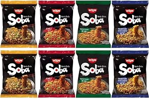 CNMART Noodles Instant Noodles Wok Style 8 portions Mélange de saveurs assorties (Classique, Chilli, Yakitori Chicken et Teriyaki)
