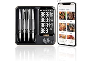 INKBIRD Wireless Meat Thermometer, WiFi & Bluetooth Meat Thermometer with 4 Probes,Unlimited Rang Food Temperature Probe with Smart APP for BBQ Grill Oven Smoker