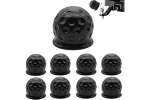 TZEKING 8 Piezas Remolque Cubierta de Bola de Goma Negra,Ø 50 mm Protector Bola,Tapa Bola Remolque,Cubierta de Bola de Barra de Remolque,Coche Cubierta de Bola Enganche,Barra de Remolque Cubierta de Bola