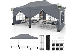 RELAX4LIFE Tonnelle Pliante 3x6 Imperméable avec 6 Parois Amovibles, Barnum Pliant 3x6, Hauteur Réglable, Portes Zippées, Tente de Réception Anti-UV, Sac Transport, Montage sans Outil