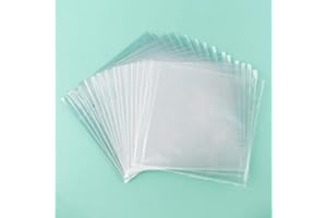 OTCRAFT 50 Pags 6" X6" Clear Plastic Binder Pockets,2 Holes 2 Pockets Per Page, can Fit More Stencils,Made Exclusively for Stencils,Die Cuts,Photos,Stamps Within Size 6x6 Storage Bills Organizer