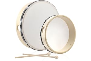 YICH Pandereta Tambor de Mano 2 Piezas Tambourine Pandero Tambourin Pandereta Infantil Madera para Fiesta Vacaciones Baile Escuela Niños Adultos Regalo (6 Pulgadas y 8 Pulgadas)
