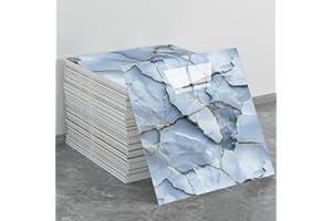 AMOYUN 10 Sheets Marble Tile Stickers, Stick on Tiles Peel and Stick Backsplash PVC Waterproof Oilproof Self Adhesive 30x30cm for Kitchen Bathroom Home Decor DIY