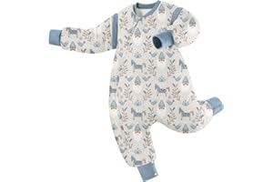 Looxii Bambino Sacco Nanna con Piedini Invernale Cotone 3.0 TOG Caldo Sacco a Pelo con gambe per Bambini Morbido Sacchi Nanna Perfetto per Neonati in 3-4 Annii 90cm