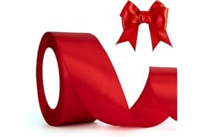 QWZIFY Rot Geschenkband Weihnachten Schleifenband Satinband 23m, 4cm Breite, Dekoband Dick Stoffband für Hochzeit Halloween Taufe Valentinstag DIY-Handwerk Geschenkverpackung Basteln Seidenband