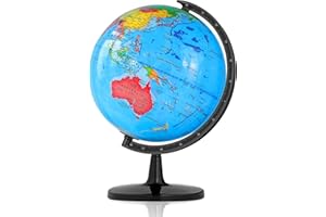 VANWOKE 20cm Globe Terrestre,Globe Solid pour enfants unique,Cartographie physique et politique,Globe et pivotant à assembler Pour La Maison Et L'école