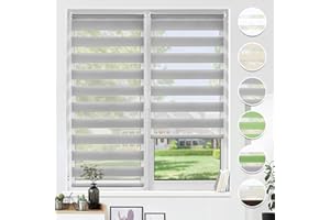 HOMEDEMO Store Enrouleur Jour Nuit sans Perçage ou avec, Rideau Gris 45x100cm, Double Tissu avec Clips, Store occultant pour Fenêtre & Porte