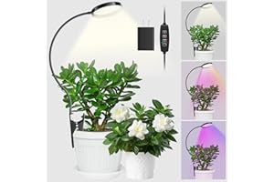 YUYMIKA 48 LED Luce per Piante, 6000K Timer 3/9/12H, 10 Livelli Luminosità, 3 Modalità, Spettro Completo, per Piante da Interno a Morsetto (1)