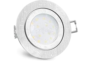 ‎SSC-LUXON SSC-LUXon RW-2 Einbauleuchte LED Bad flach IP44 Alu gebürstet - inkl. 5W neutralweiß LED Modul 230V - Einbau Deckenspot rund