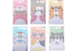 JUGNAW 6 Packs Cute Sticky Notes Funny Mini Post It Notes, Kawaii Stationery self-Adhesive Sticky Note Pads for Pet Lovers Office School Supplies Party Bags Fillers for Kids, for Student Kids Gifts
