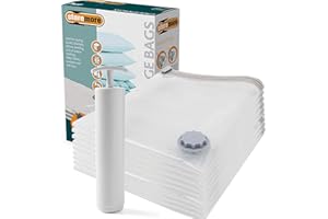 OurHouse Vacuum Storage Bags – Space Saving Clothes Storage with Pump – Reusable Vacuum Seal Bags for Travel, Duvets, Linens – Airtight & Leak-Proof Design (Medium x 10)