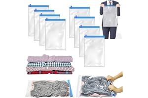 VORHOT 8 Pièces Sac sous Vide Voyage, Sac Sous Vide Roulé à la Main, Sacs sous Vide Vetement 50 x 35 cm