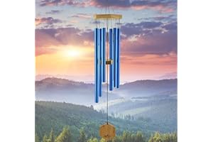 UpBlend Outdoors Wind Chimes for Outside - 29" Blue Wind Chime Outdoor, Zen Garden Chimes for Outdoors, Tin Windchime, Decor Windchimes for Mom, Grandma, Gifts for Her