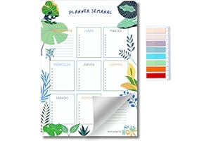 MANEGUETE. Planificador Semanal con Notas Adhesivas. Weekly planner 2024. Organizador semanal y diario. Calendario perpetuo, agenda, planificador y to do list en un bloc vertical A4 colorido.