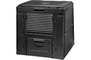 Curver Outdoor E-Composter Compostador de Plástico para Jardín 470L Rápido Construcción Duradera Estable Plegable 79 x 79 x 79 cm Negro