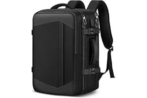 awoawo Sac à Dos Voyage Cabine Avion 45L Grand Bagage à Main Antivol Sac à Dos Ordinateur Portable 15.6 Pouces Imperméable Homme Femme Noir