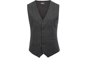 PaulJones Gilet Homme Boutonné Col V sans Manche en Laine Classique