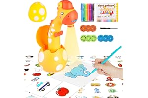 MOMSIV Proyector de Dibujo para niños, Educational Portable Trace and Draw Projector Painting Toy Playset con 72 Patrones, 12 marcadores y un Libro artístico para Boys & Girls Gifts, Amarillo